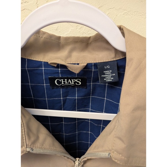 Chaps Mens Tan Lightweight Harrington Golf Jacket Size L - Picture 2 of 4